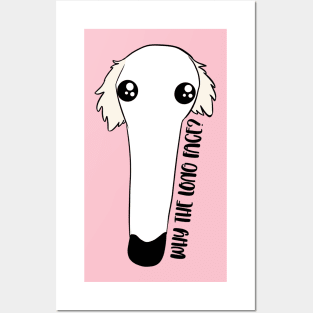 Why the long face?  A cute and funny borzoi dog face Posters and Art